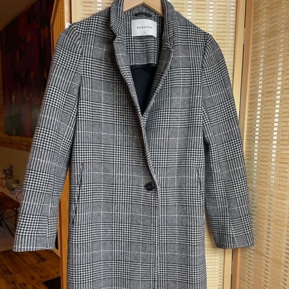 Babaton Women’s Wool-Blend Plaid Overcoat in Gray
